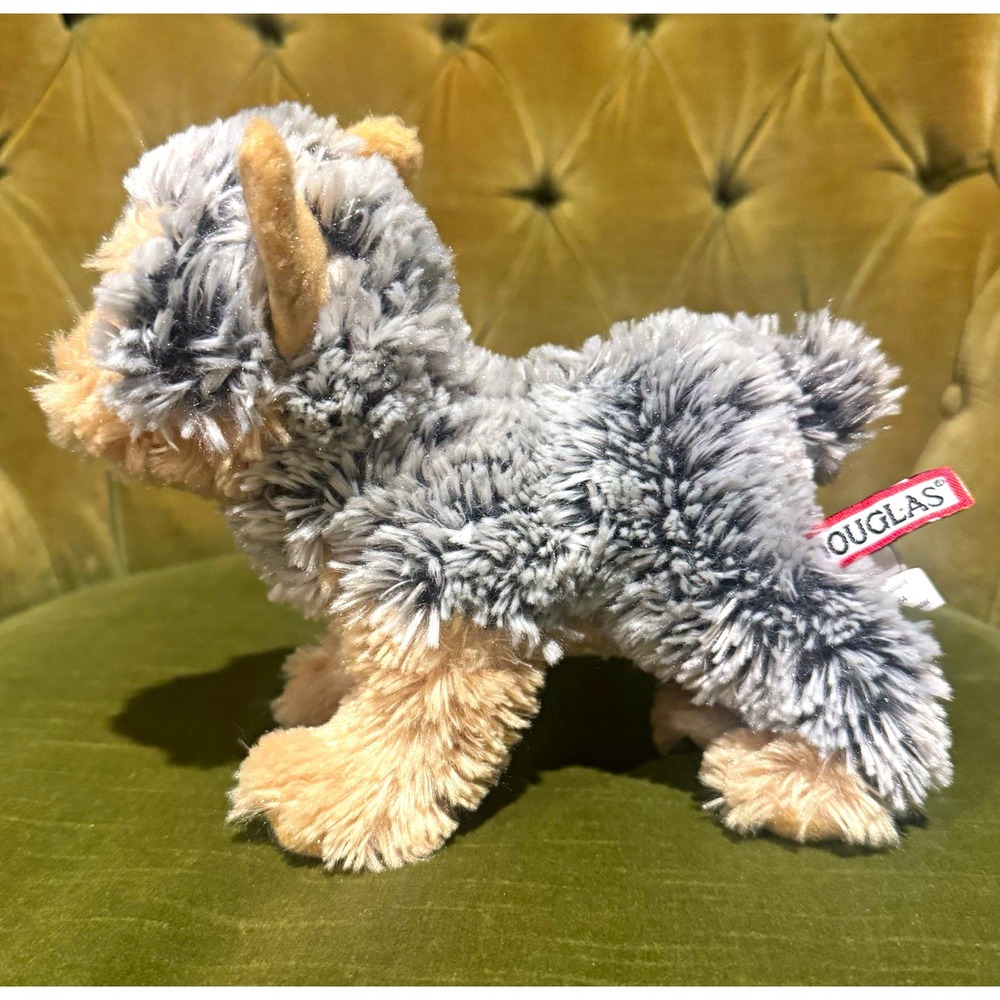 Douglas Plush Stuffed Animal Dog in Gray and Tan Soft Cuddly Plush Toy